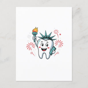 Postal Festiva Dental Squad 4 De Julio Dentista Funny Estadounide
