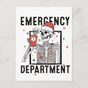 Postal Festiva Departamento de Emergencia Skeleton Enfermería Caf