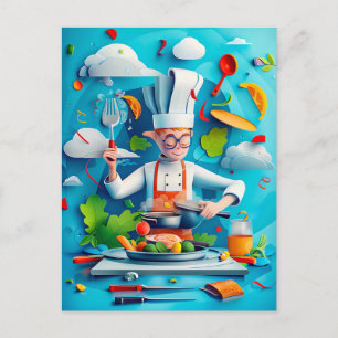 Postal Festiva Descripción del Sueño Futuro de Chef Estrella para