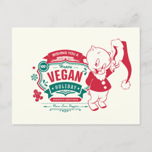 Postal Festiva Deseándote unas felices vacaciones veganas