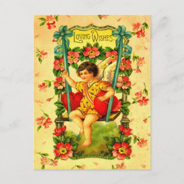 Postal Festiva Deseos Amantes De San Valentín 1911 (Anverso)