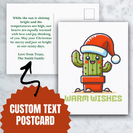 Postal Festiva Deseos cálidos Cactus de Santa Navidades