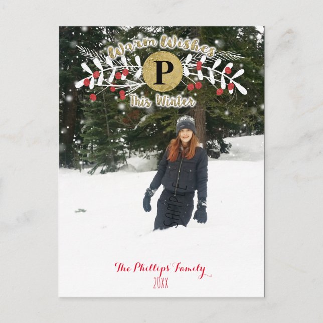 Postal Festiva Deseos Cálidos De Esta Foto De Vacaciones De Navid (Anverso)