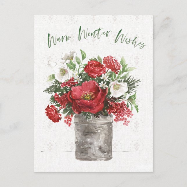 Postal Festiva Deseos cálidos de invierno (Anverso)