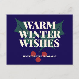 Postal Festiva Deseos Cálidos de Invierno Tipografía de Acebo