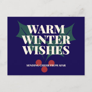 Postal Festiva Deseos Cálidos de Invierno Tipografía de Acebo