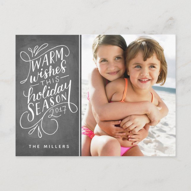 Postal Festiva Deseos Cálidos Esta Fiesta Carta a Mano 1-Foto (Anverso)