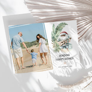 Postal Festiva Deseos cálidos Navidades de Santa Claus tropical F