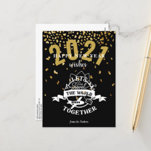 Postal Festiva DESEOS DE 2021   Viajemos juntos por el mundo
