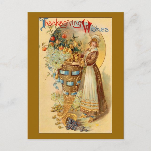 Postal Festiva Deseos de Acción de Gracias (Anverso)
