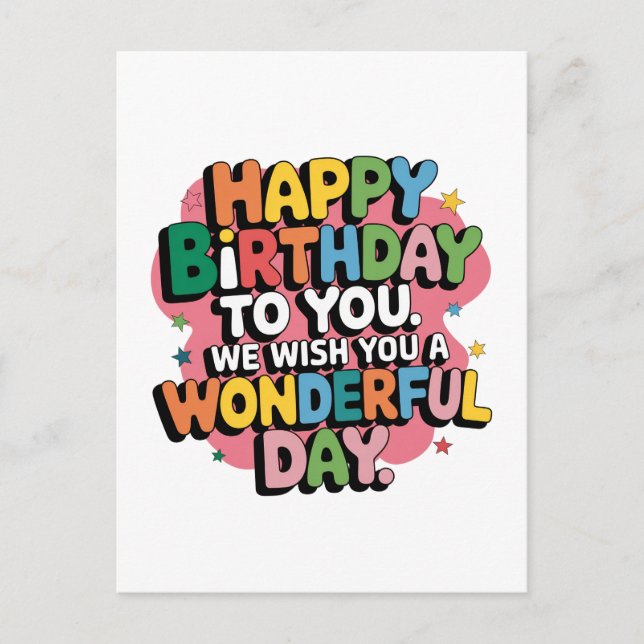 Postal Festiva Deseos de cumpleaños coloridos (Anverso)