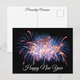 Postal Festiva Deseos de Feliz Año Nuevo Despliegue de Fuegos Art