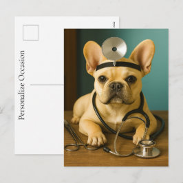 Postal Festiva Deseos de recuperación regalo cachorro médico Bull