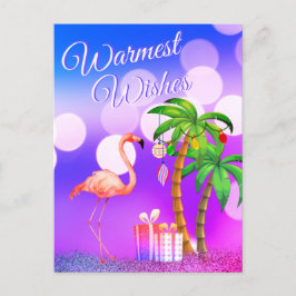 Postal Festiva Deseos más cálidos Navidades Flamingo Tropical Bea