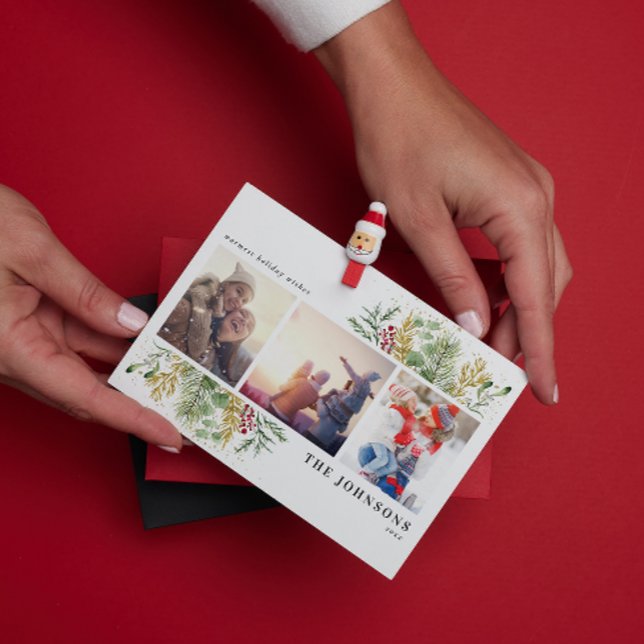 Postal Festiva Deseos más cálidos Oro Invierno Feriado Botánico F (Be sure to send your loved ones a special Christmas post card this year.)