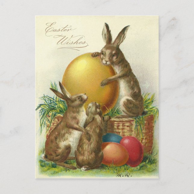 Postal Festiva Deseos vintage de Pascua 1906 (Anverso)