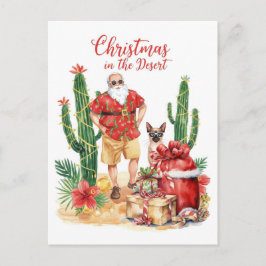 Postal Festiva Desert Christmas with Cactus Santa Claus 