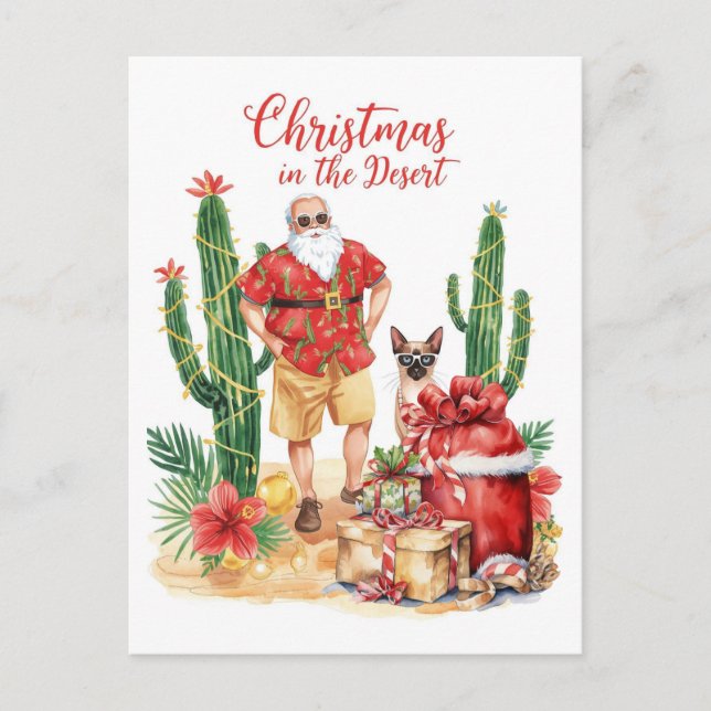 Postal Festiva Desert Christmas with Cactus Santa Claus  (Anverso)