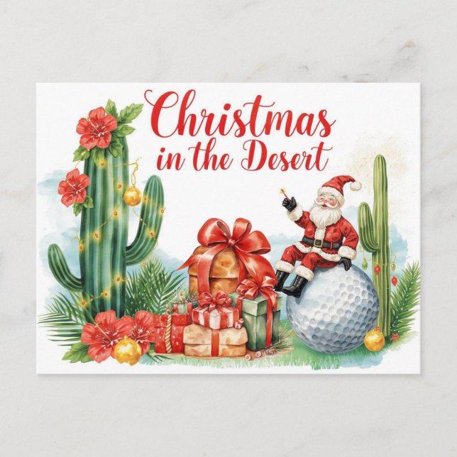 Postal Festiva Desert Christmas with Cactus Santa Claus  (Anverso)