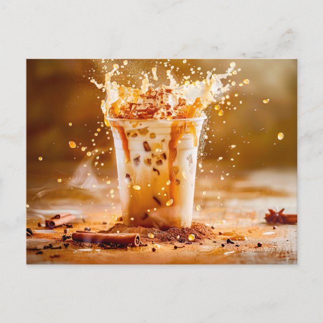 Postal Festiva Desplome de café con copos de chocolate (Anverso)