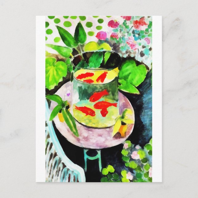 Postal Festiva después de Henri Matisse, The Goldfish, dibujo dig (Anverso)