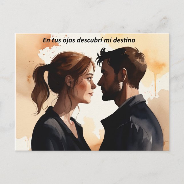 Postal Festiva Destellos de Miradas: Ilustración en Acuarela que  (Anverso)