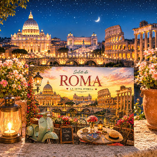Postal Festiva Destino Popular Ciudad Italiana Roma Vintage