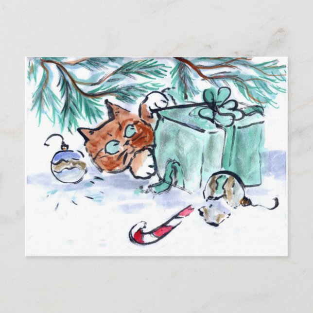 Postal Festiva ¿destrozo de un regalo de Navidad, qué? (Anverso)