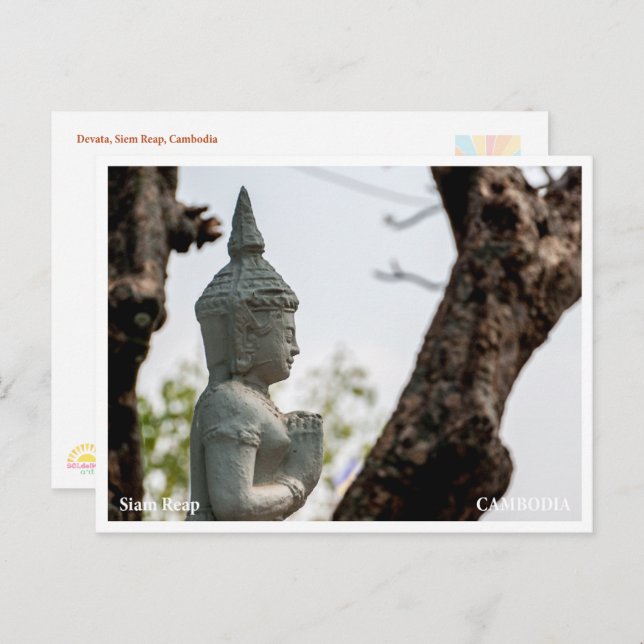 Postal Festiva Devata Sculpture Angkor Wat Postcard (Anverso / Reverso)