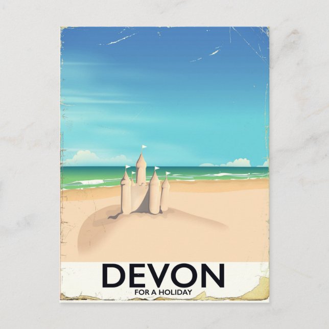 Postal Festiva Devon, Inglaterra para unas vacaciones. (Anverso)