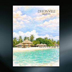 Postal Festiva Dhonveli Maldivas Playa Acuarela Recién Casados