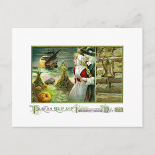 Postal Festiva Día de Acción de Gracias de Peregrino de 1620
