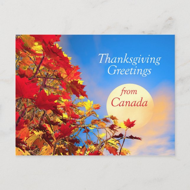 Postal Festiva Día de Acción de Gracias desde Canadá (Anverso)