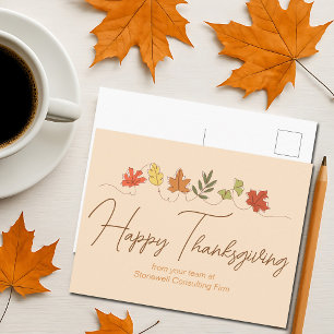 Postal Festiva Día de Acción de Gracias Feliz Personalizado Hojas