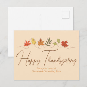 Postal Festiva Día de Acción de Gracias Feliz Personalizado Hojas