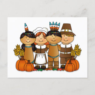 Postal Festiva Día de Acción de Gracias niños