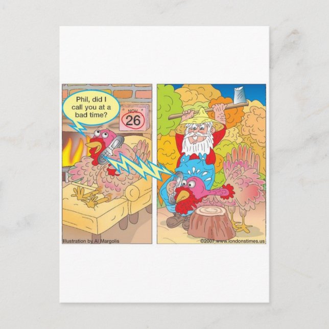 Postal Festiva Día de Acción de Gracias Turquía en espera Persona (Anverso)