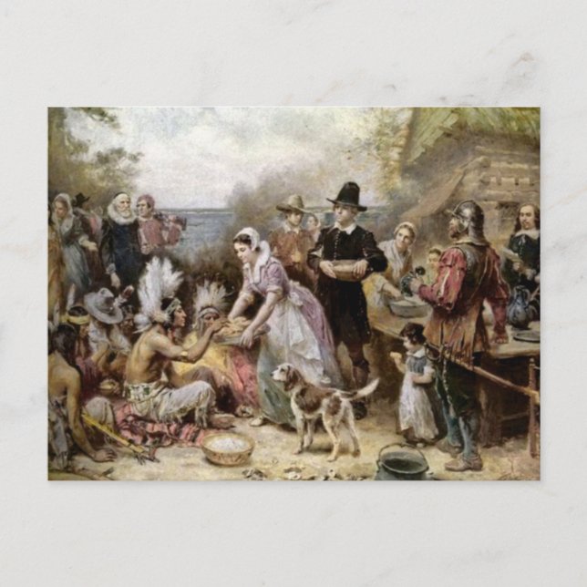 Postal Festiva Día de Acción de Gracias Vintage (Anverso)