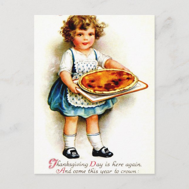 Postal Festiva Día de Acción de Gracias Vintage (Anverso)