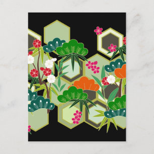 Postal Festiva Día de Año Nuevo estilo japonés japonés