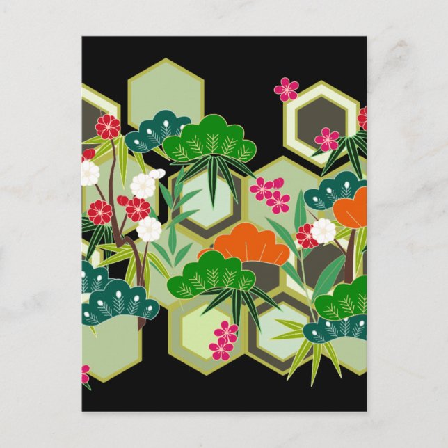 Postal Festiva Día de Año Nuevo estilo japonés japonés (Anverso)