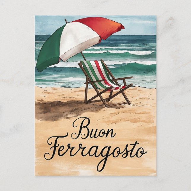 Postal Festiva Día de celebración de Buon Ferragosto italiano (Anverso)
