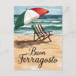 Postal Festiva Día de celebración de Buon ferragosto italiano