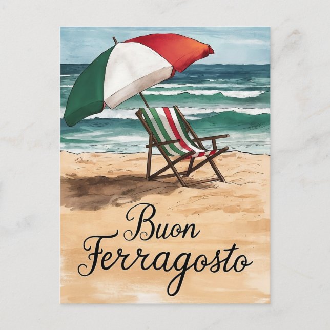 Postal Festiva Día de celebración de Buon ferragosto italiano (Anverso)