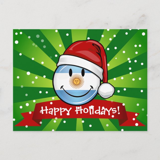 Postal Festiva Día de fiesta sonriente alegre de la bandera de la (Anverso)