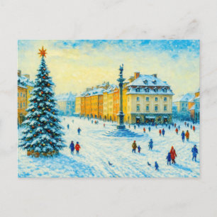 Postal Festiva Día de invierno en Varsovia - pintura al óleo con 