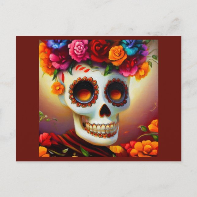Postal Festiva Día de la Calavera del Azúcar Muerto 4 (Anverso)