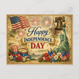 Postal Festiva Día de la Independencia Americano Transicional