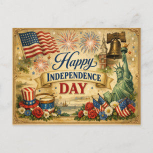 Postal Festiva Día de la Independencia Americano Transicional