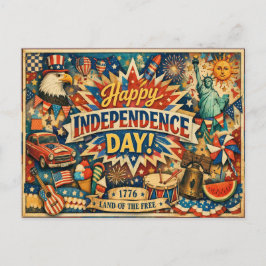 Postal Festiva Día de la Independencia Eclectic Americana